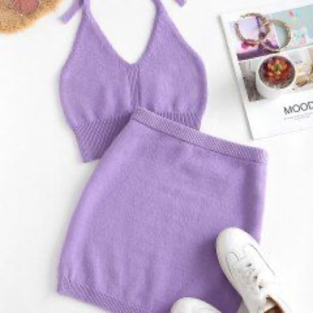 ⚡️2/$25⚡️ Purple Halter Top and Mini Skirt Matching Set | Vacation Resort Party